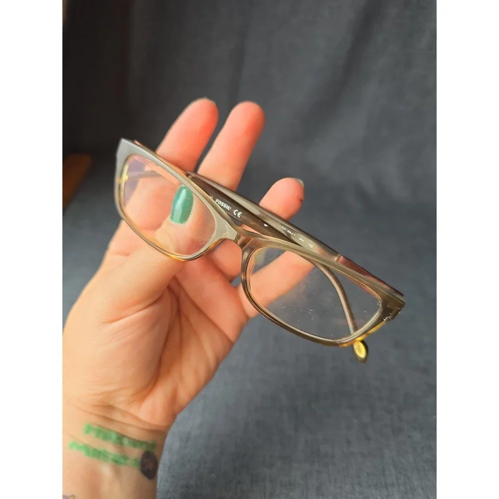 Fossil Eyeglasses TIFFANY 1 Hazel Rectangular Full Rim Plastic Frame Womens